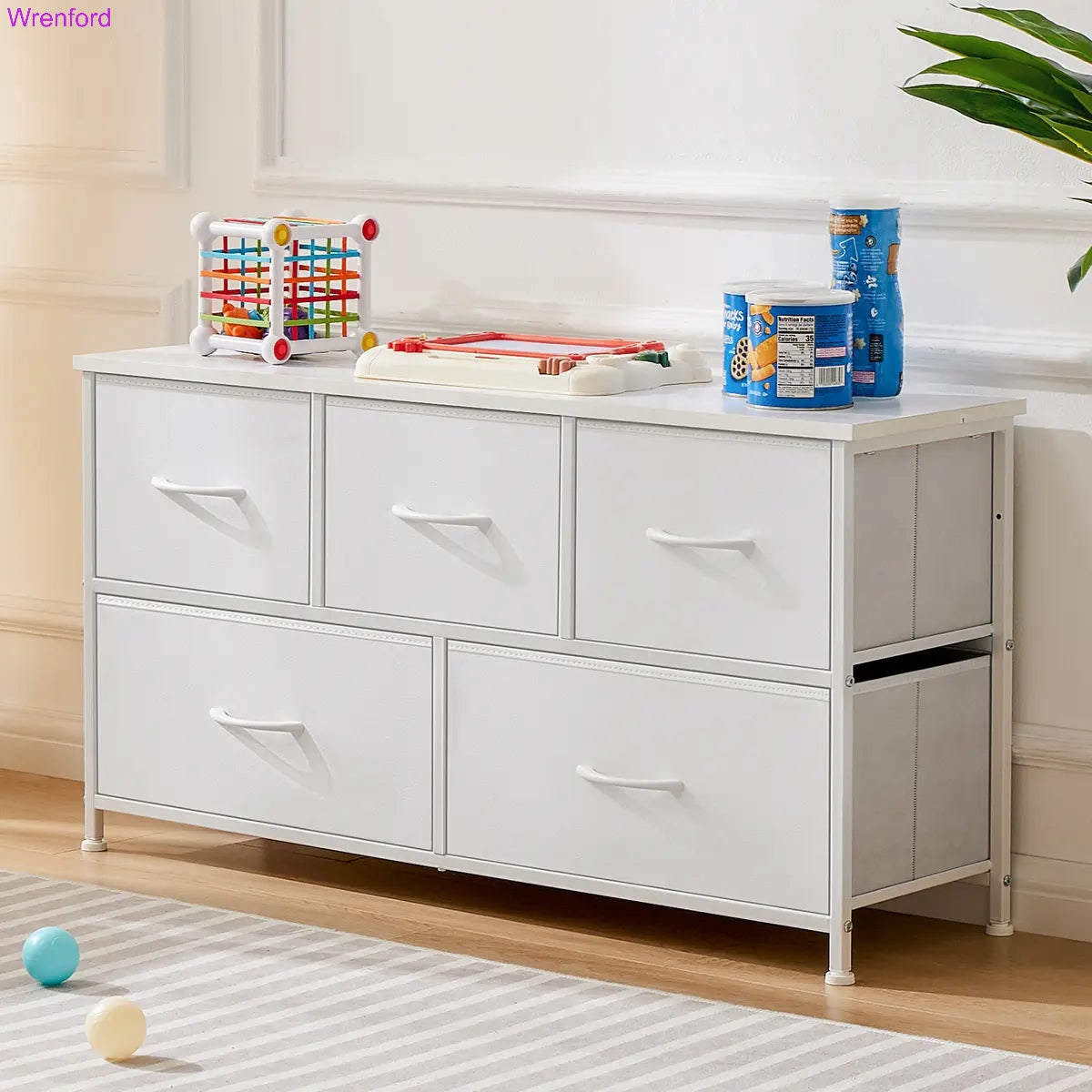 5-Drawer Fabric Dresser Chest – Modern Storage Cabinet