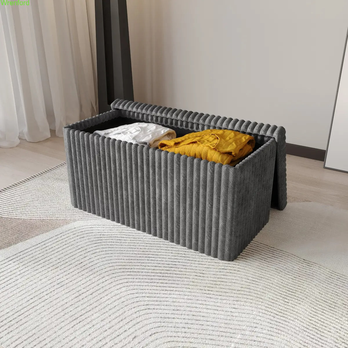 Tufted Folding Storage Ottoman Bench 30"