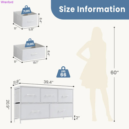 5-Drawer Fabric Dresser Chest – Modern Storage Cabinet