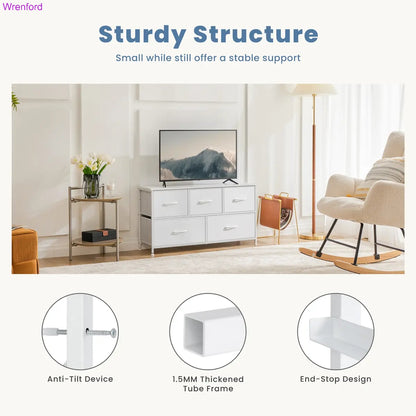 5-Drawer Fabric Dresser Chest – Modern Storage Cabinet