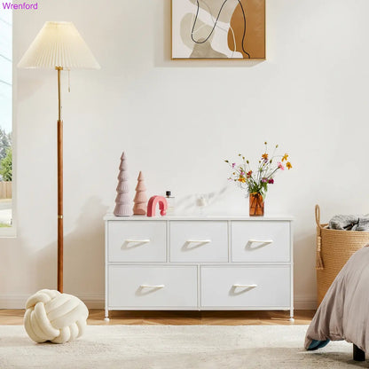 5-Drawer Fabric Dresser Chest – Modern Storage Cabinet
