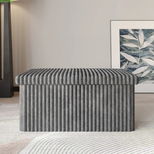 Tufted Folding Storage Ottoman Bench 30"