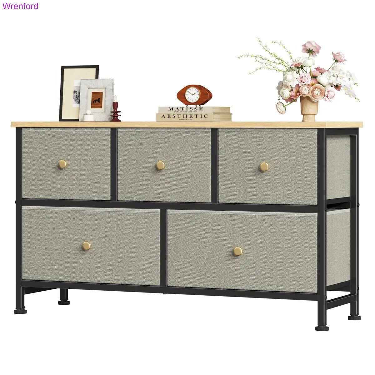 5-Drawer Fabric Dresser Chest – Modern Storage Cabinet